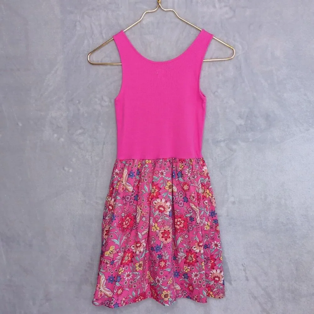 GAP KIDS Girls Pink Floral Azalea Sleeveless Tank Dress Size XL/12 Cotton Lined